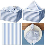 Funnymoom 24 Pcs Blue and White Striped Cloth Napkins, Reusable Dinner by Funnymoom