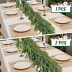 2Pcs 6Ft Christmas Norfolk Pine Garlands, Realistic Faux Greenery Garlands - Image 4
