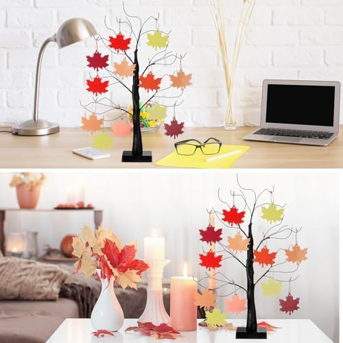 Briwooody 24” Thanksgiving Gratitude Tree with Leaves Kit Seasonal Holiday Decoration with Writing Pen Hemp Rope DIY Fall Decorations Craft Kit for Autumn Home Desktop Thanksgiving Decor(Maple Leaf) - Image 5
