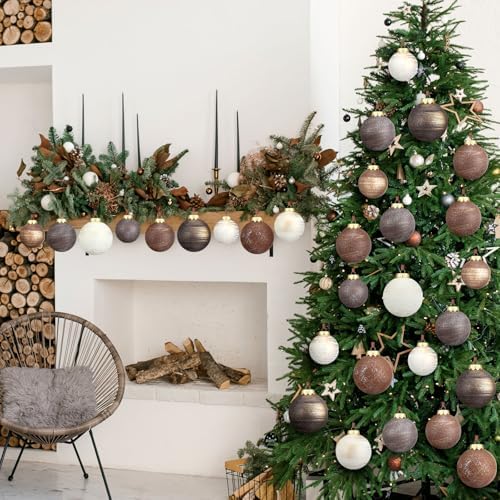 Yunlly 18 Pcs Neutral Christmas Ball Ornaments Textured Xmas Tree Decor - Image 6