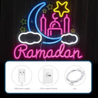 Baquler Moon Castle Neon Sign Ramadan Festival Lighted Window Decorations LED Neon Signs for Wall Decor Neon Sign LED Light for Girls Kids Bedroom Wall Home - Image 3