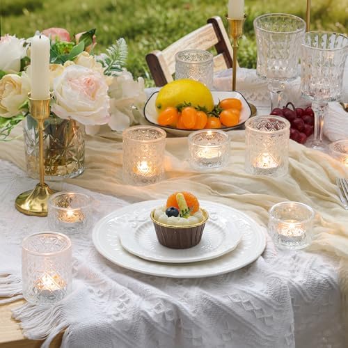 36 Pack Glass Tealight Candle Holders - Diamond Facet Votive Candle Holders for Wedding Centerpieces, Fall & Christmas Party Decor, Elegant Clear Bulk Tea Light Holders for Table Setting & Events - Image 6