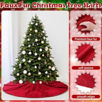 Viorawhite Red Christmas Tree Skirt, 60 Inch Large Faux Fur - Image 4