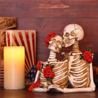 Skull Decor Halloween Decoration: Skeleton Couple Figurines Resin Gothic Statues Vintage Home Decor for Shelf Table Mantel Collectible Wedding Gift (D-Small) - Image 4