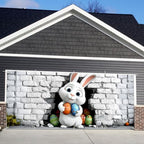 16x7 ft Peeking Easter Bunny Banner for Two Car Garage - Fits Double Garage Door, Whimsical Bunny Behind Wall with Eggs Large Backdrop, Spring Yard Sign & Photography Background - Image 6