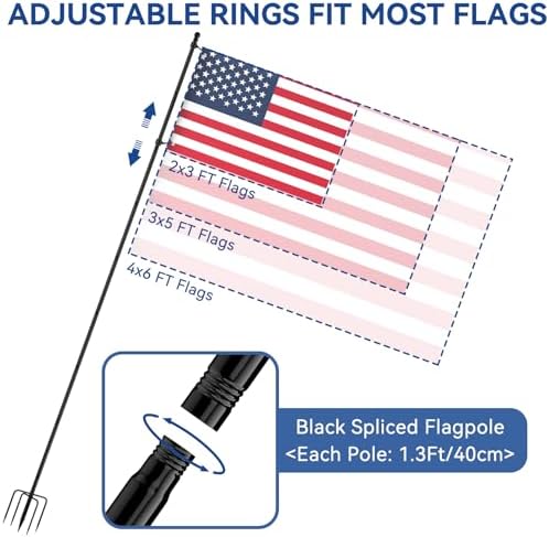 ZMTECH 10 FT Flag Pole with American Flag in Ground, Extra Thick Flag Pole Kit for Yard,Windproof Ground Flag Poles for Outside House Residential or Commercial（1 Pack） - Image 5