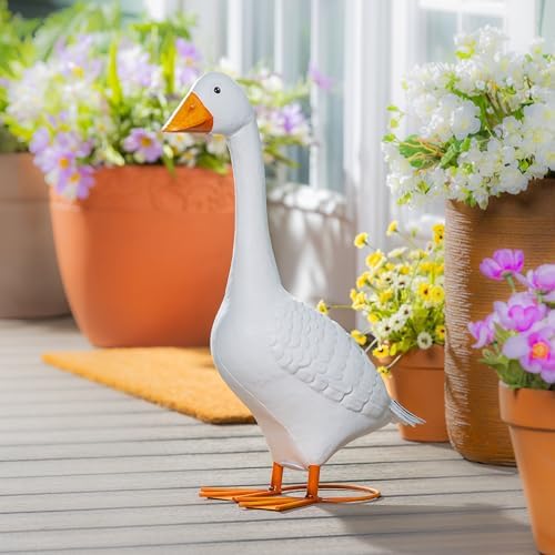 Evergreen 21" H Giddy the Goose Statue, Metal Porch Goose Indoor or Outdoor Decorative Figurine for Garden, Patio, Entryway Accent Yard Decor Animal Statue - Image 7