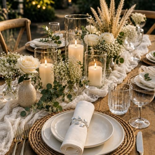 Hotop Set of 100 Fall Leaf Napkin Ring Silver Metal Holders for Table Decor - Image 4