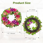 Briful Artificial Bougainvillea Wreath for Front Door, 16in Realistic Faux Floral Wreath Summer Spring Wreath for Wall Window Mantle Outdoor Porch Decor - Image 2