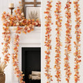 4 Pcs 6Ft Fall Eucalyptus Garland, Artificial Orange Faux Eucalyptus Plants Autumn Leaves Fake Vines for Table Home Wedding Mantle Thanksgiving Decor by Unknown