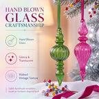 Sotiff 6 Pcs Vintage Glass Christmas Ornaments, Multicolor Mercury Finial - Image 3