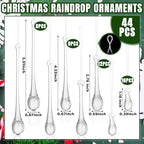 44 Pcs Clear Glass Teardrop Christmas Ornaments,4 Medium Size - Image 2