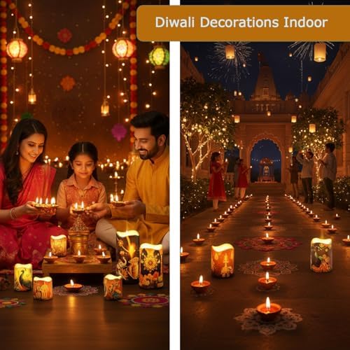 Baquler 6 Pack Diwali Decorations for Home Diwali Candle Lights - Image 3