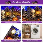 7x16FT Halloween Skull Garage Door Banner Skeleton Skull Happy Hallowen Garage Door Cover Decoration for Hallowen Decoration - Image 3