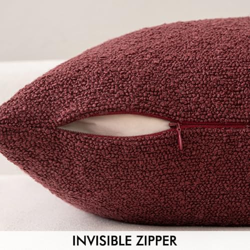MIULEE 18x18 Decorative Boucle Couch Pillow Covers Burgundy - Image 6