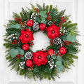 28 Inch Christmas Wreath for Front Door, Red Apples, Magnolia Winter Wreath by Hoobalon