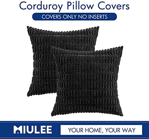 MIULEE Euro Sham Corduroy Decorative Throw Pillow Covers 24x24 Black - Image 6
