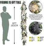 Vofuly Pre-lit 6 feet Winter White Silver Christmas Garland Decor 20 LED Lights,Garland with Balls and Ribbon Bow,Xmas Decoration on Mantle Fireplace Front Door Indoor Outdoor,Battery Operated - Image 7
