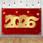 Laeacco 15x10ft Happy Chinese New Year Backdrop 2026 Year of The Horse Red and Gold Photography Background Chinese Lunar New Year Spring Festival Family Celebration Party Decoration Photo Booth Props - Image 4