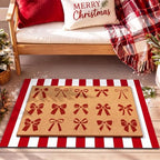 Tinideya 2 Pcs Christmas Layered Doormat Set, Red Bows - Image 4