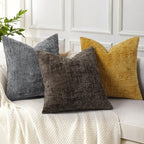 decorUhome Textured Chenille Throw Pillow Covers 24x24 Set of 2 Dark Brown - Image 4