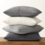 MIULEE Neutral Grey Decorative Throw Pillow Covers 18x18 Inch Set of 4 Modern Farmhouse Corduroy Cushion Cases Striped Patchwork Pillow Cases for Couch Sofa Bedroom Home Decor - Image 6