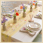 Lounsweer 3 Pcs Yellow Wildflower Table Runner 10ft Embroidery Tulle - Image 5