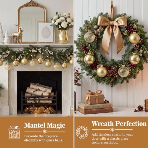 Seenelling 12 Pcs Christmas Glass Ball Ornaments 3.15 Inch, Champagne - Image 4