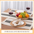 4 Sets Grey Kitchen Decor,Table Setting Decor with Round Woven,Rectangular,Wooden Bead Napkin Rings,Cloth Napkins,Table Runner & Storage Basket,Natural Burlap Cotton for Kitchen Dining Table Home - Image 5
