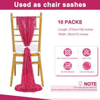 Sequin Table Runner Fuchsia 10 Pcs 12x108 Inches Elegant Wedding Sparkly Fabric Table Runners for Bridal Shower Banquet Celebration Decorations - Image 6