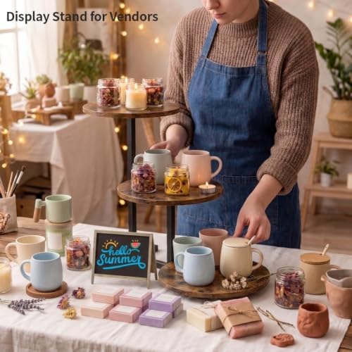 ZUJJAFY Cupcake Stand Tower, Tiered Tray Stand for 24 Cupcakes, 3 Tier Wooden Dessert Stands with Metal Frame Display Stand for Vendor Events, Party - Image 6