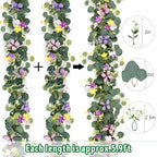 Waipfaru 4Pcs Eucalyptus Garland with Daisy 3D Butterfly, Green Garland with Flowers, 5.9FT Artificial Faux Eucalyptus Leaves Vines for Table Mantle Home Wedding Party Indoor Outdoor Decor - Image 2
