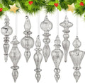 Mifoci 8 Pcs 6 Inch Mercury Glass Finial Christmas Ornaments, Silver by Mifoci