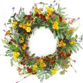 AMF0RESJ Artificial Spring Summer Wreath for Front Door Yellow Daisy Wreath with Olive Leaf,Eucalyptus Leaves for Front Door Indoor Outdoor Wall Porch Farmhouse Home Decor by AMF0RESJ