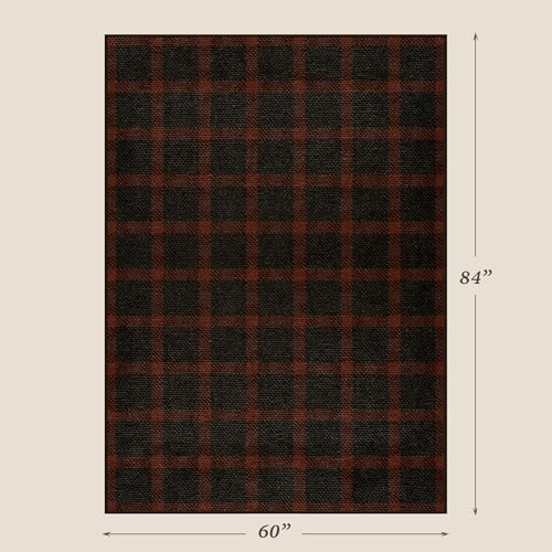 JTJ Easy Jute Buffalo Plaid Rug 5x7, Black & Red, Washable Outdoor Rug - Image 2