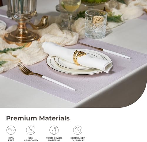 Leetaltree Woven Vinyl Placemats Set of 24, Lavender Sequin - Image 5