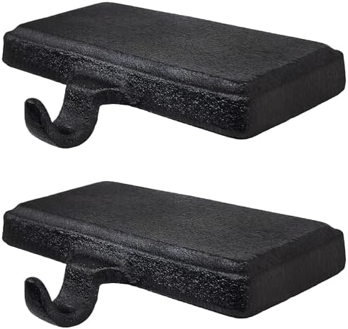 Lulu Decor Black Christmas Stocking Holders for Mantle Set of 2 - Heavy Cast Iron Weighted Strong & Sturdy Low Profile Flat Base Stocking Hooks, Simple Design for Mantle Decor Weighs 2 lbs 10 oz Each by LuluDecor