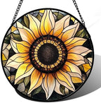 Retro Sunflower Stained Glass Window Hanging Suncatcher Gifts for Mom 12" by Follow