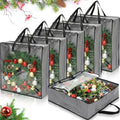 6 Pcs Christmas Wreath Storage Container 26 x 26 x 8.7 Inch Bags, Gray by Wesnoy