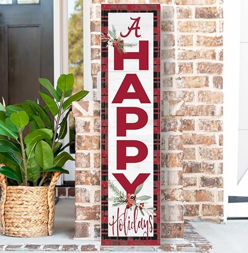KH Sports Fan Alabama Crimson Tide Holiday Porch Leaner, 11x46 Inches, Crimson Tide Outdoor Christmas Sign; Display Some Holiday Cheer with This Alabama Crimson Tide Christmas Sign - Image 2