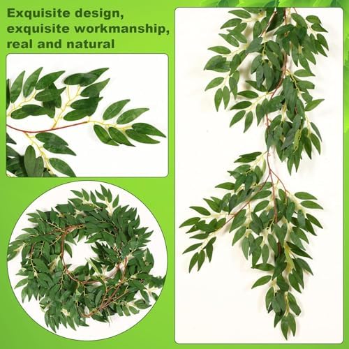 Yunlly 48 Pack Artificial Willow Leaves Garland 269 Ft Greenery Vines Decor - Image 3