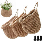 Honeydak 3 Hanging Baskets, Light Linen, Barrel, Cotton Rope by Honeydak