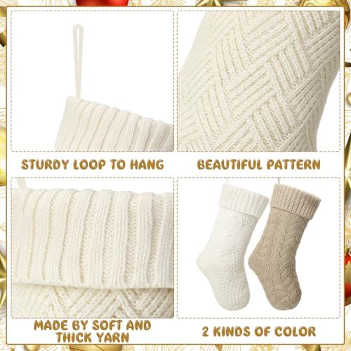 6 Pcs Cable Knit Christmas Stockings Large Christmas Stocking, Charming - Image 4