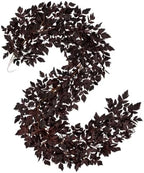Hollyone 2 Pack Fall Garland 6FT Artificial Plum Cimicifuga Seeded Leaf Garlands Faux Purple Leaves Fall Foliage Autumn Garland for Mantle Fireplace Thanksgiving Halloween Home Indoor Outdoor Decor by Hollyone