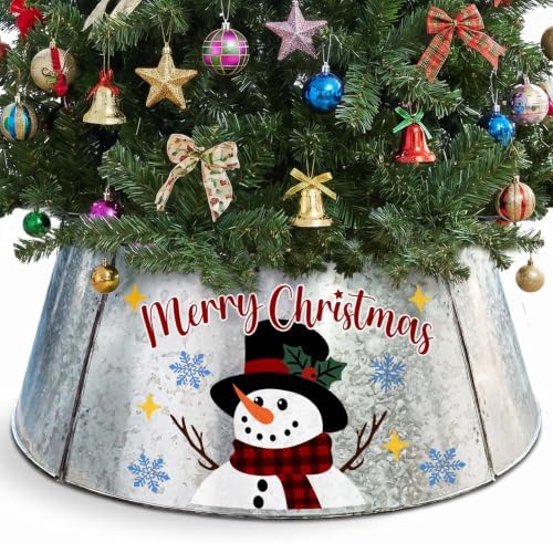 Christmas Metal Tree Collar 29 Inch Diameter Base, Christmas Snowman Decor by BonsaiTree
