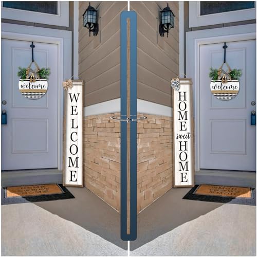 Surfapans Outdoor Welcome Sign for Front Porch 2 Sided 45"X9" Wood White - Image 3