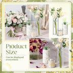 Nuogo 90 Pcs Plastic Cylinder Vases Tall Plastic Flower Vases for Centerpieces Hurricane Candle Holder for Home Wedding Office Party Formal Dinners Decorations (4''/6''/8'') - Image 5