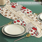 CLEENTABLE Beaded Table Runner, Red & White, 13x36 - Image 6