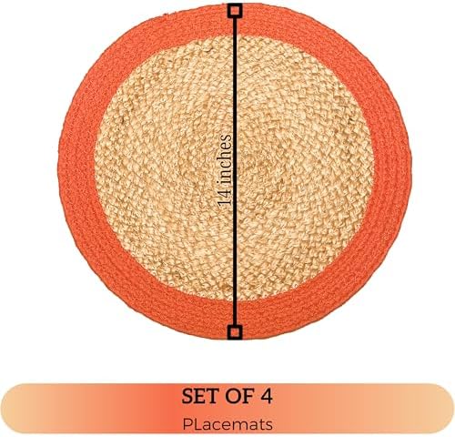 Chardin Home Round Verona Woven Jute & Cotton Placemat, 14 Inch, Set of 4 - Image 4