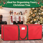 BlessedSeason Christmas Tree Storage Bag, Rolling Storage Bag with 1.6-Inch Wheels for Easy Transport, Up to 9 ft For Disassembled Holiday Tree, Zippered Bag, Length-Adjustable Handles, Red - Image 7